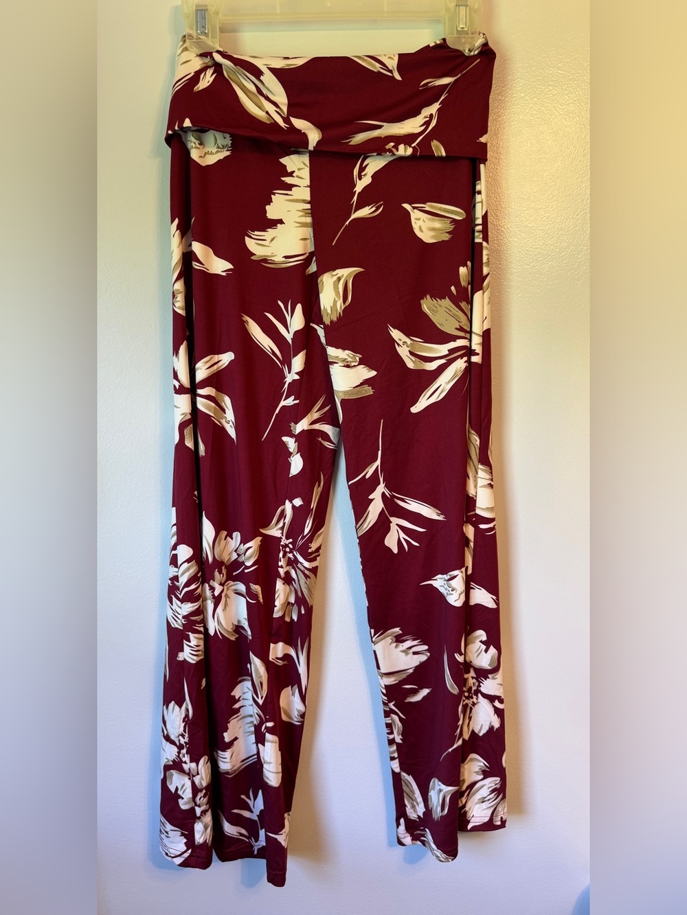 Wide Leg Fold-Over Waist Floral Pants
